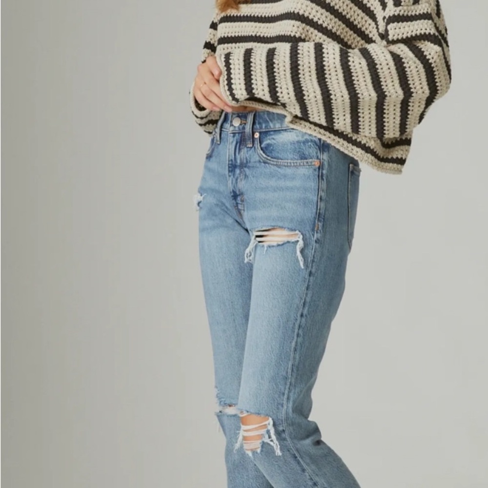 Lucky Brand Light Blue Ripped High Rise Zoe Jeans